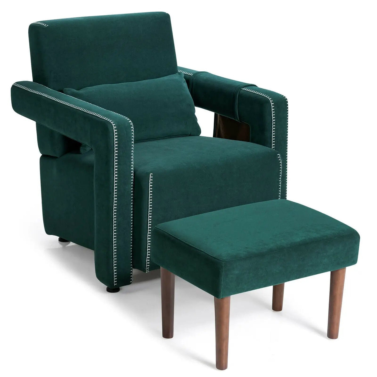 Modern Berber Fleece Single Sofa Chair with Ottoman and Waist Pillow by DirectDeals