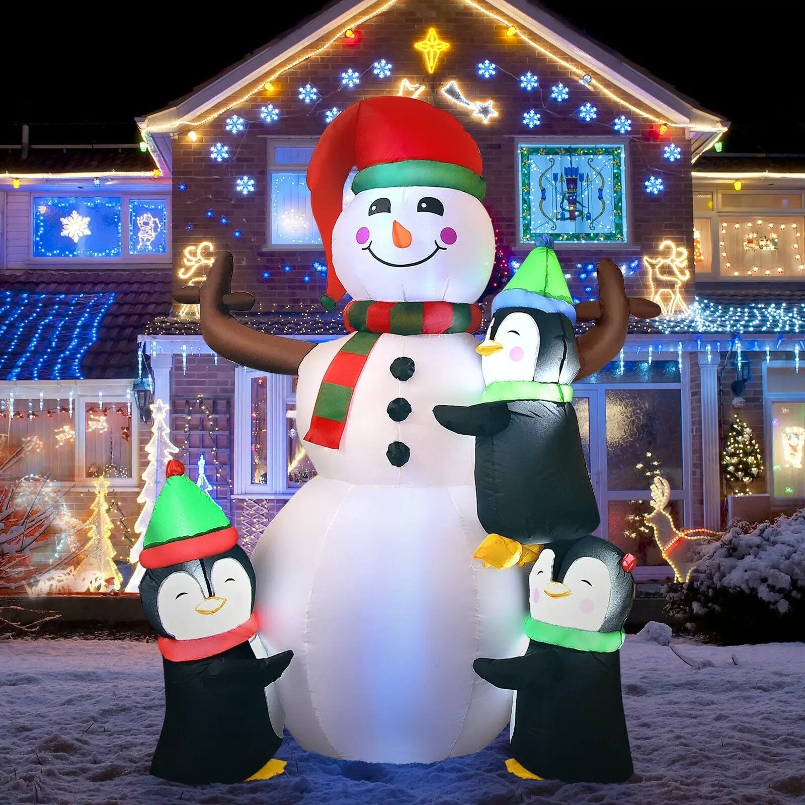 6 Feet Christmas Quick Inflatable Snowman with Penguins by DirectDeals