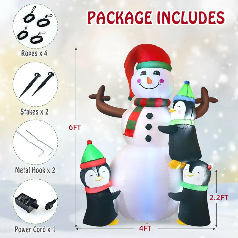 6 Feet Christmas Quick Inflatable Snowman with Penguins by DirectDeals