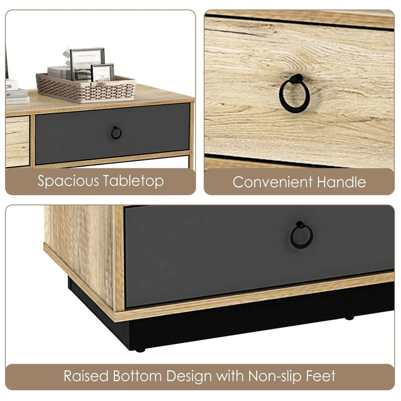 6 Drawers Double Dresser Accent Storage Tower for Bedroom Hallway Entryway by DirectDeals