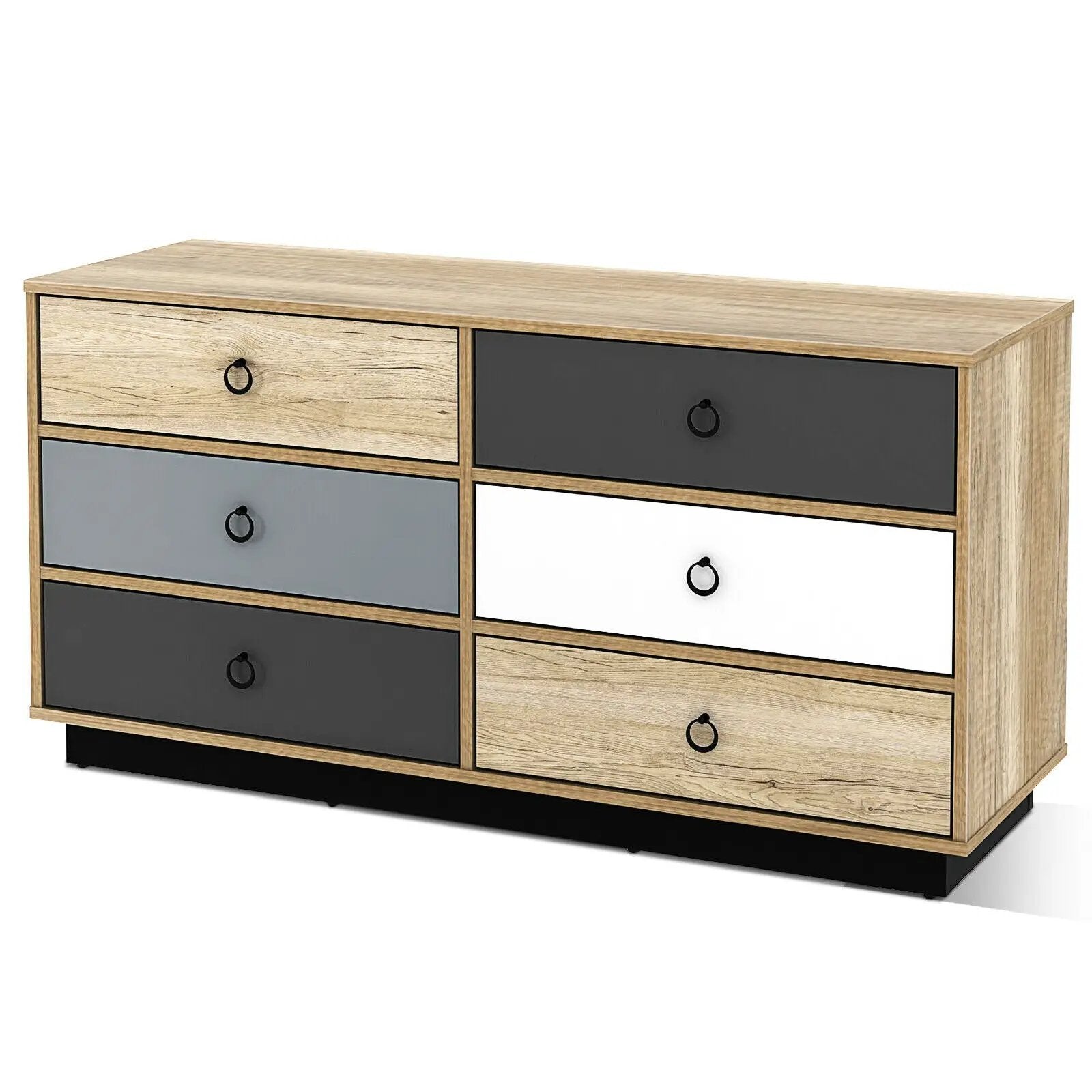 6 Drawers Double Dresser Accent Storage Tower for Bedroom Hallway Entryway by DirectDeals