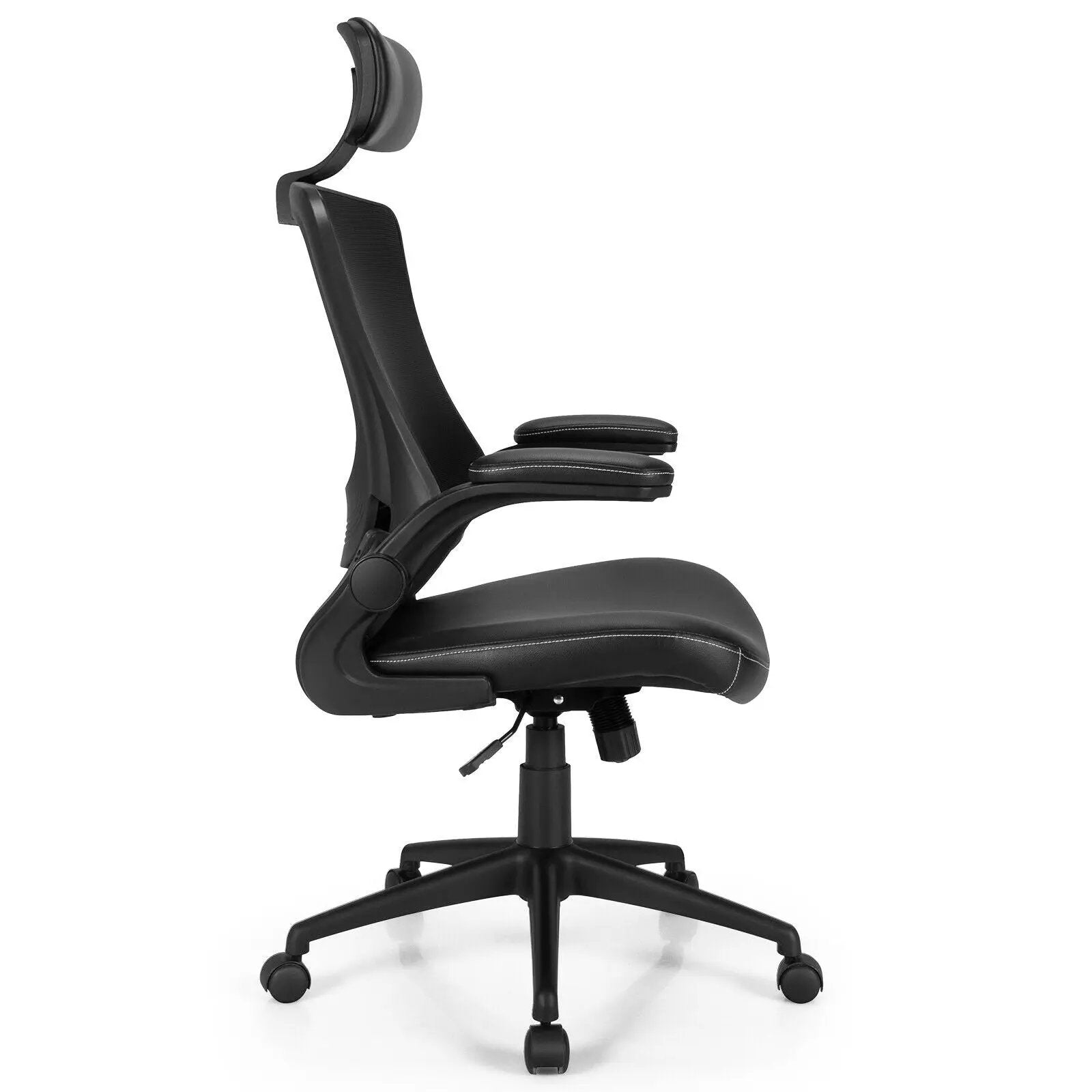 High-Back Executive Chair with Adjustable Lumbar Support and Headrest-Black by DirectDeals