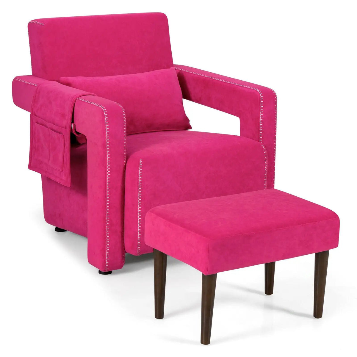 Modern Berber Fleece Single Sofa Chair with Ottoman and Waist Pillow by DirectDeals