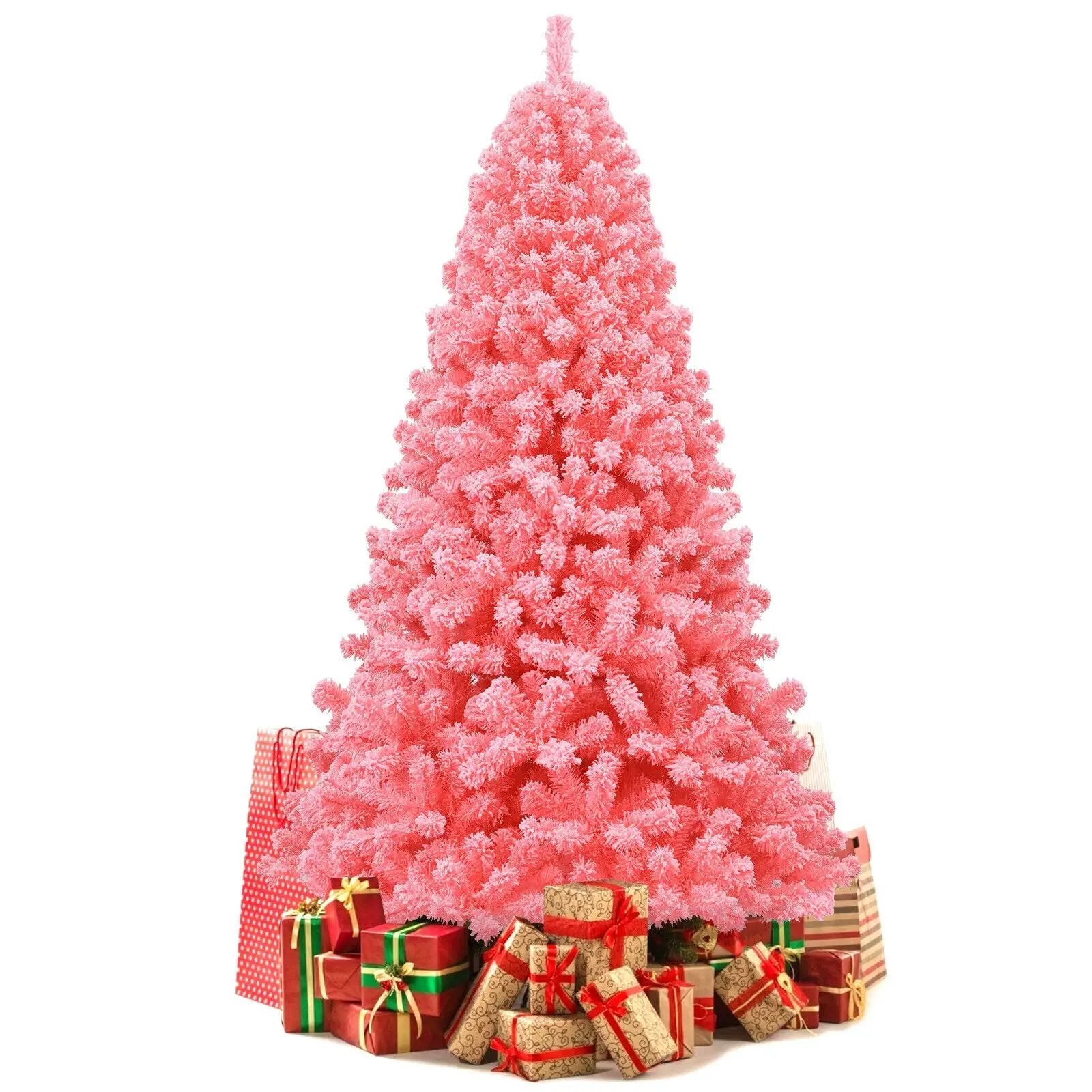 Pink Christmas Tree with Snow Flocked PVC Tips and Metal Stand by DirectDeals