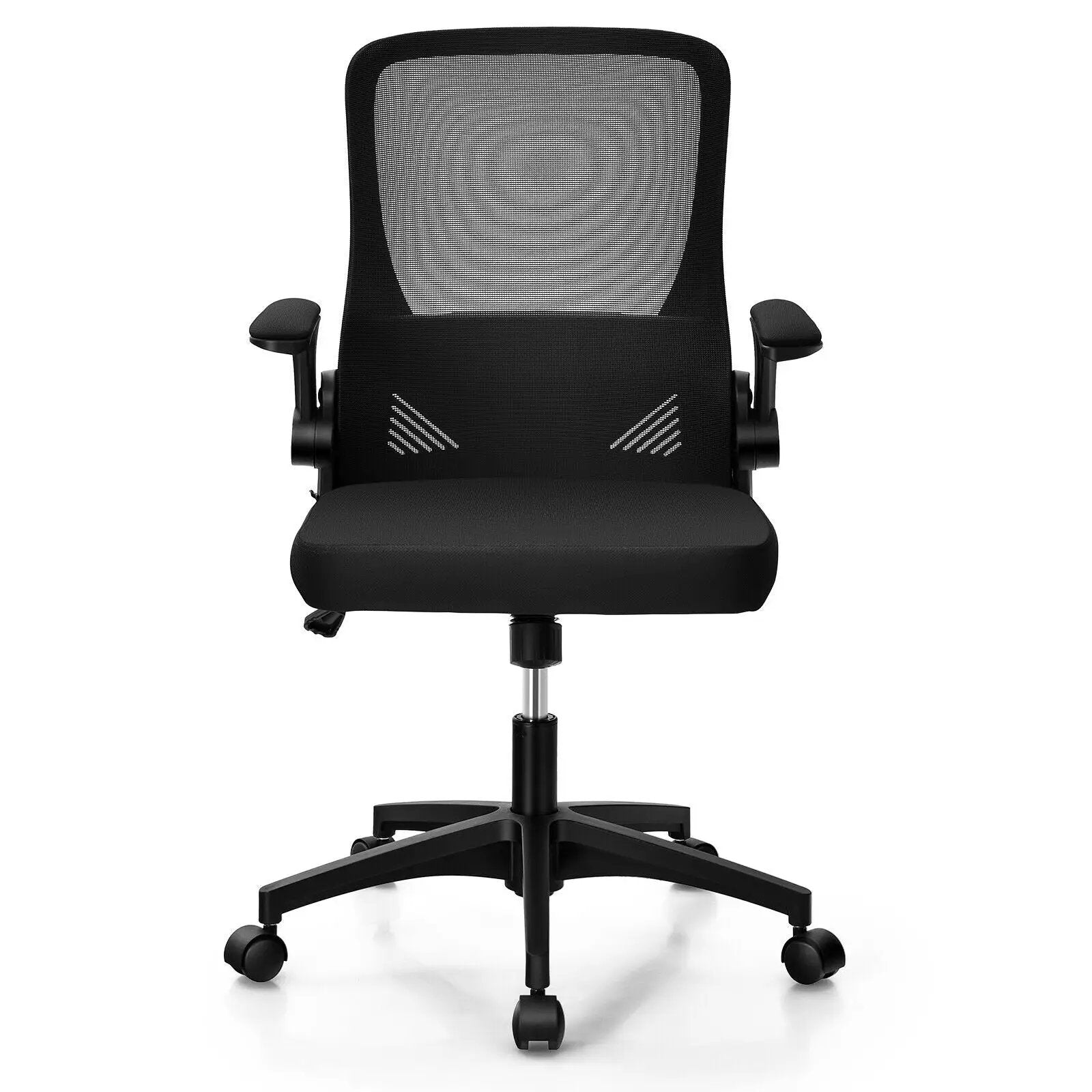 Swivel Mesh Office Chair with Foldable Backrest and Flip-Up Arms-Black by DirectDeals