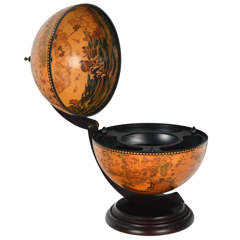 19 Inch 16th Century Nautical Map Tabletop Globe Wine Cabinet-Brown by DirectDeals
