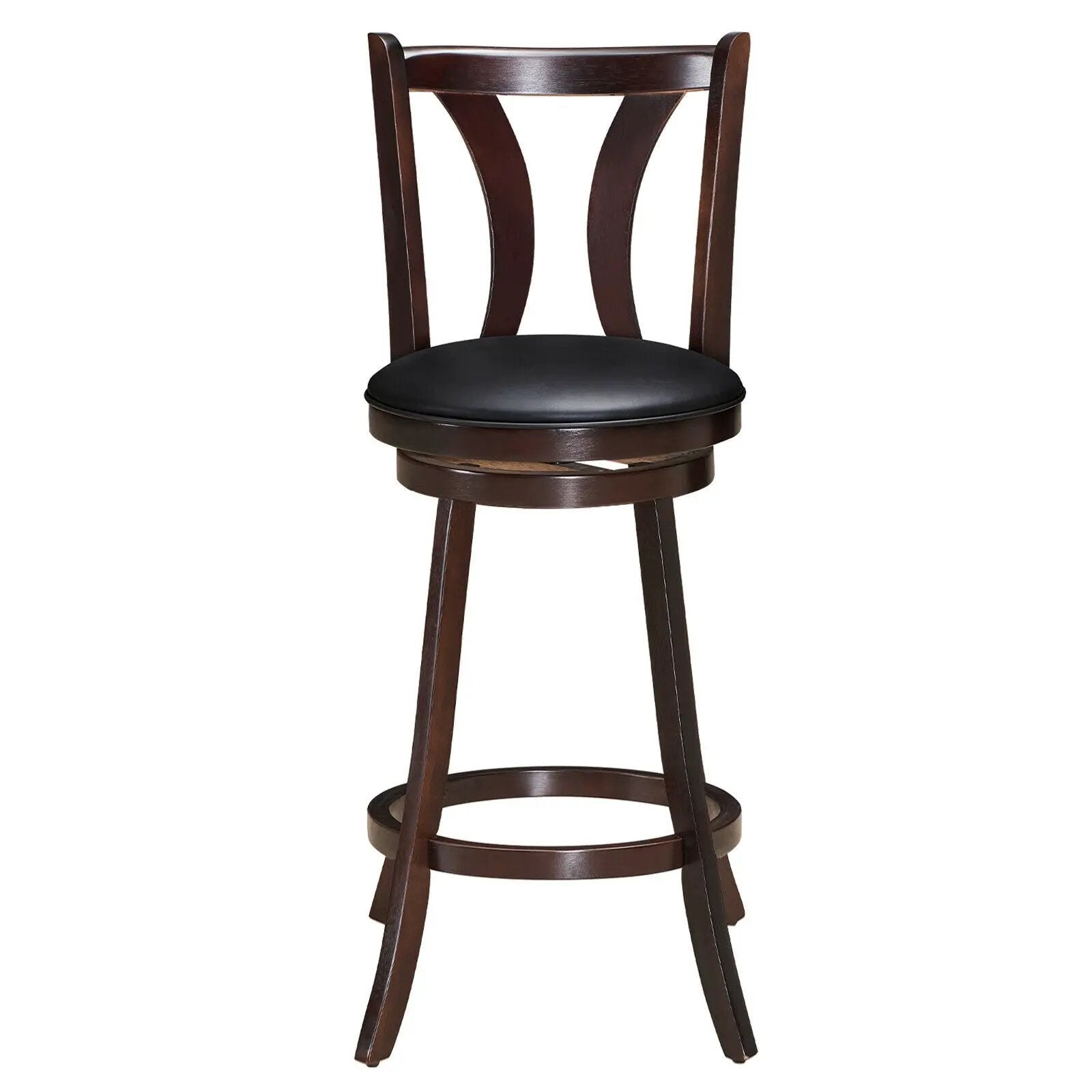 Set of 2 Swivel Bar stool 24 Inch Counter Height Leather Padded Dining Kitchen Chair by DirectDeals
