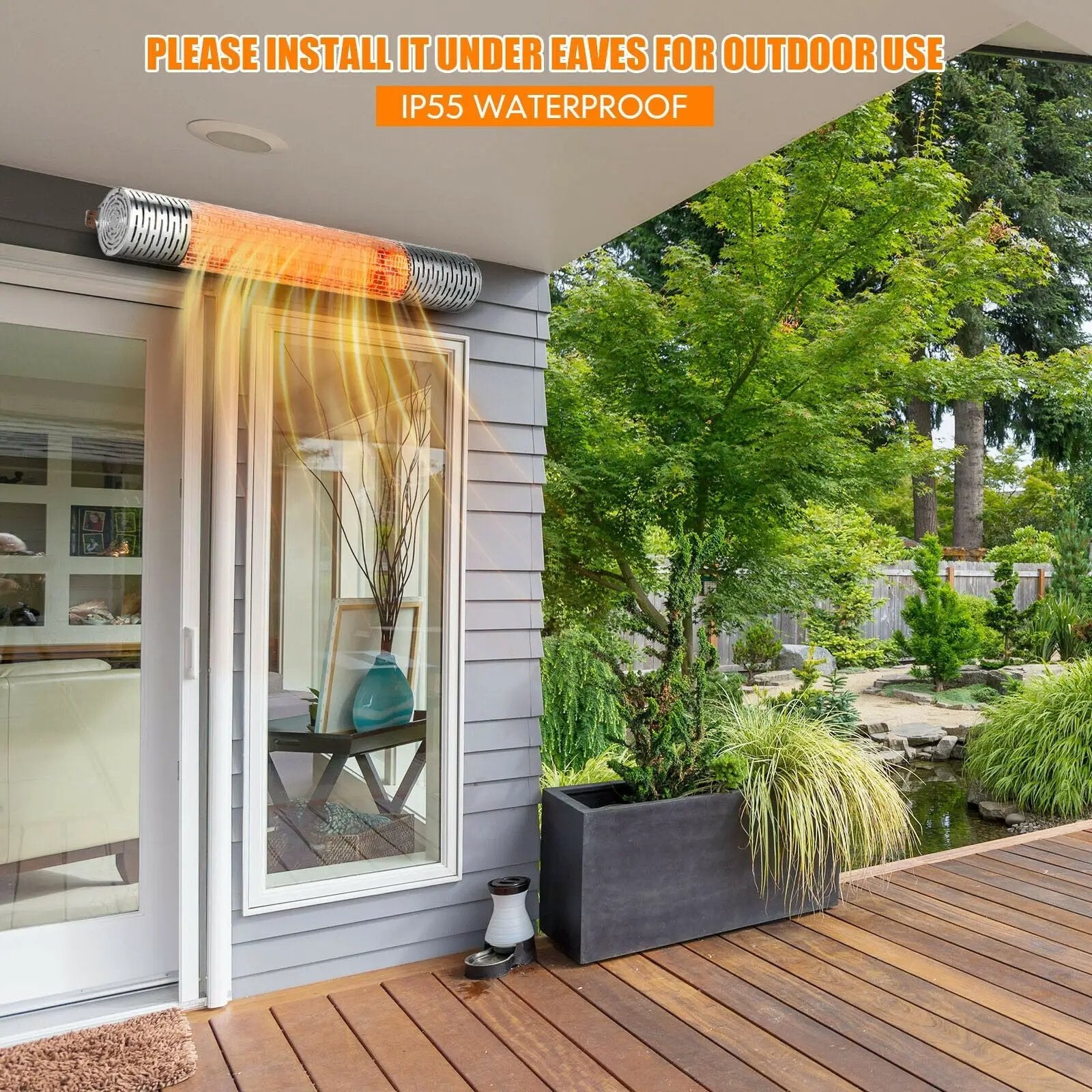1500W Indoorand Outdoor Electric Heater with 2 Power Settings -Silver by DirectDeals