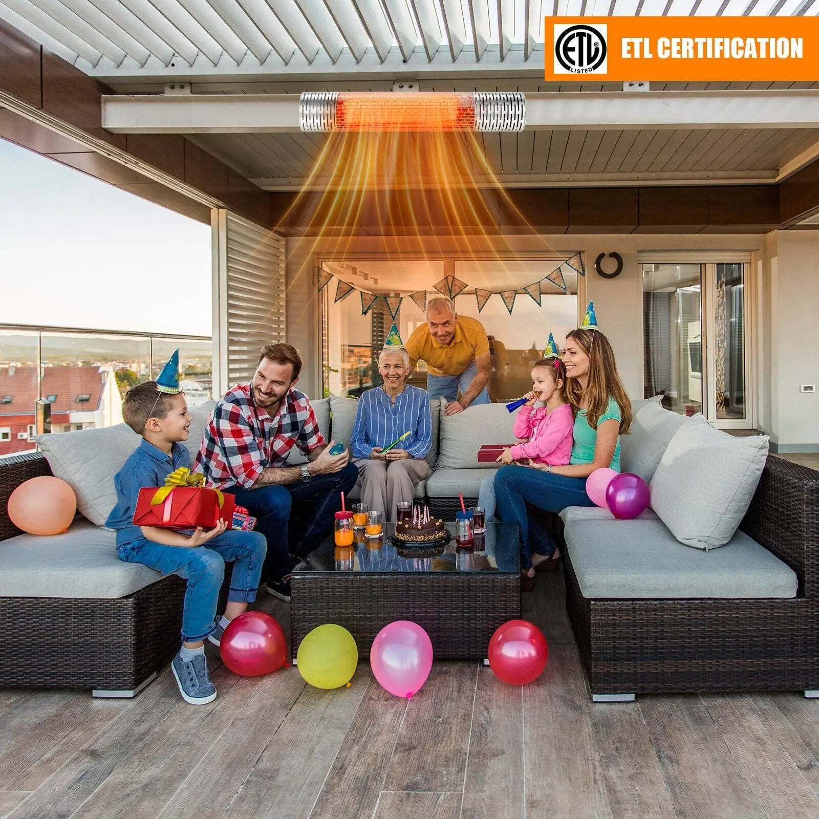 1500W Indoorand Outdoor Electric Heater with 2 Power Settings -Silver by DirectDeals