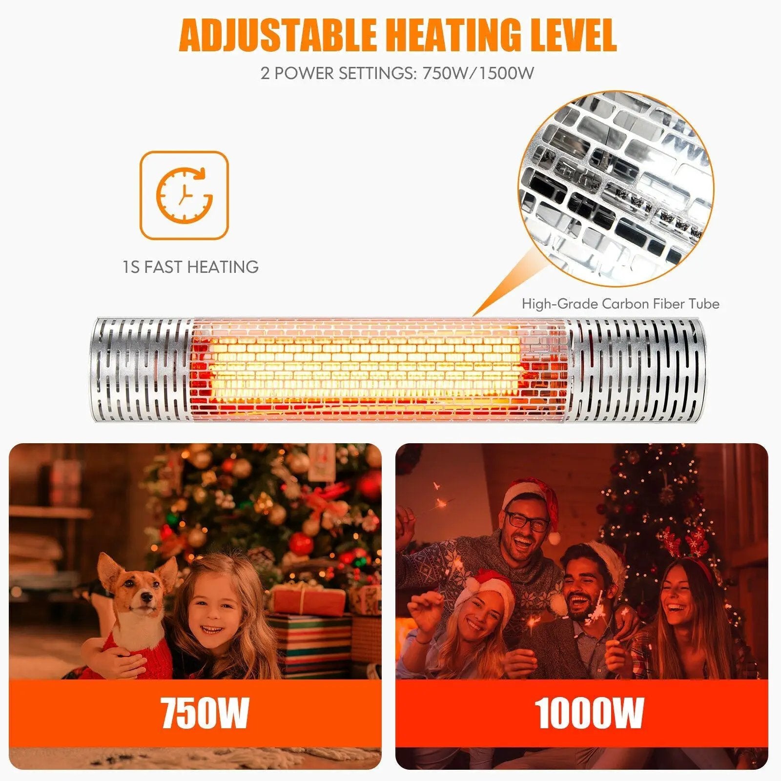 1500W Indoorand Outdoor Electric Heater with 2 Power Settings -Silver by DirectDeals