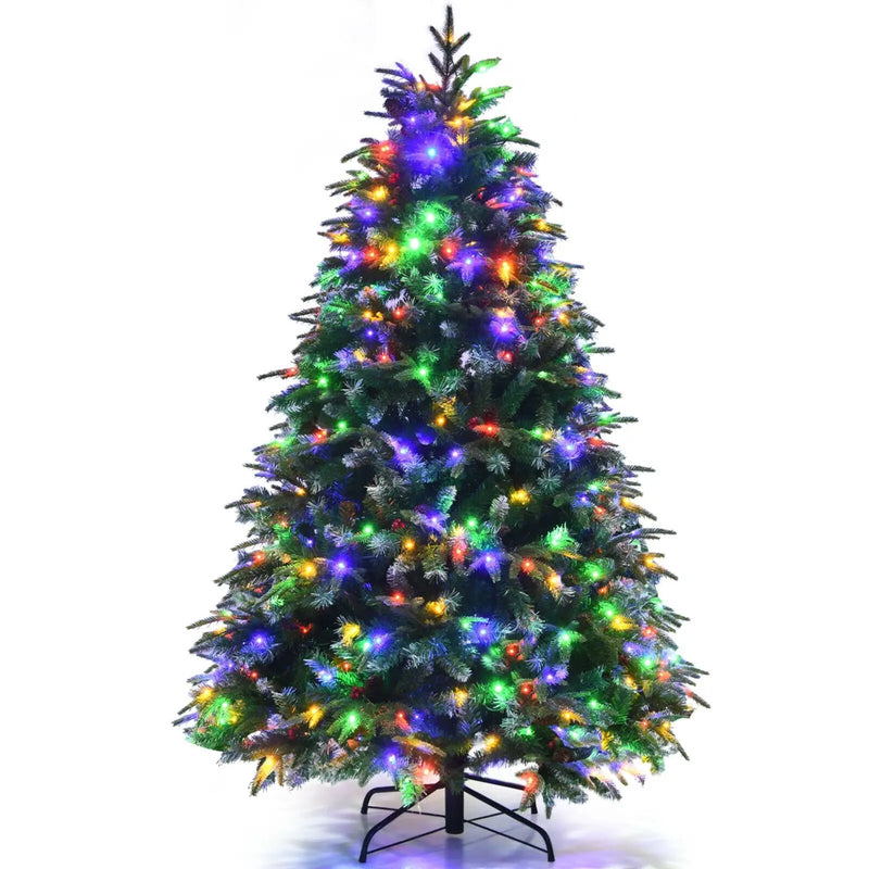 Pre-Lit Snowy Christmas Hinged Tree with Multi-Color Lights by DirectDeals
