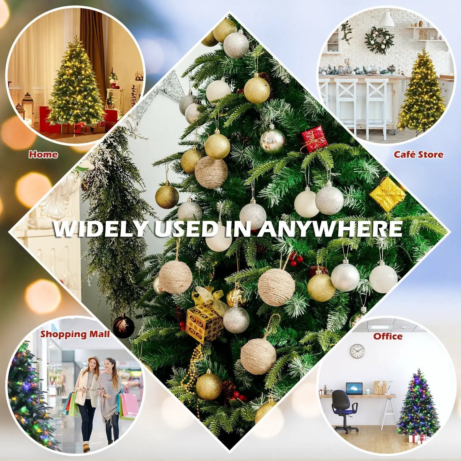 Pre-Lit Snowy Christmas Hinged Tree with Multi-Color Lights by DirectDeals
