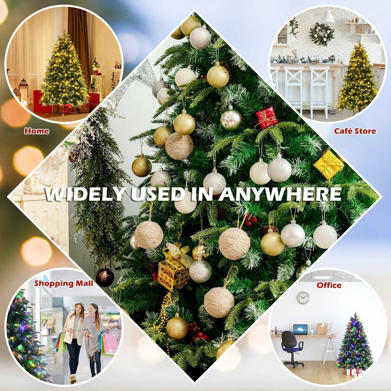 Pre-Lit Snowy Christmas Hinged Tree with Multi-Color Lights by DirectDeals