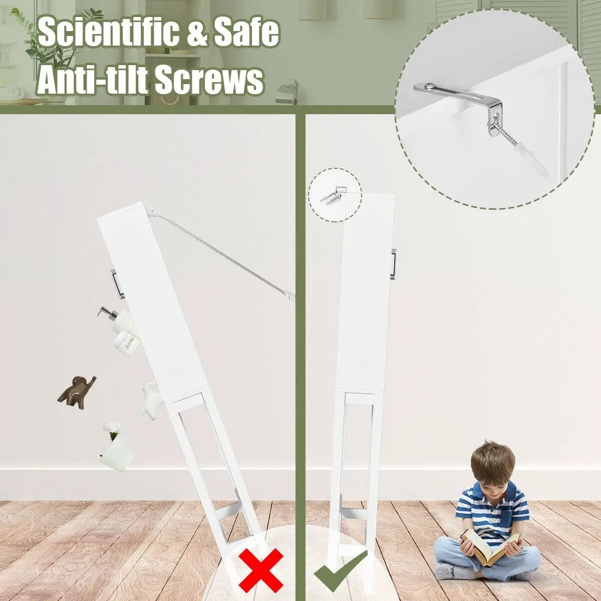 Over the Toilet Storage Cabinet Bathroom Space Saver with Tempered Glass Door by DirectDeals