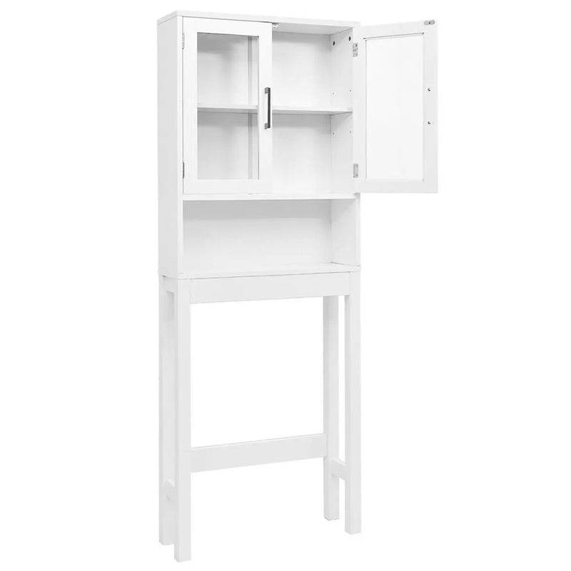 Over the Toilet Storage Cabinet Bathroom Space Saver with Tempered Glass Door by DirectDeals