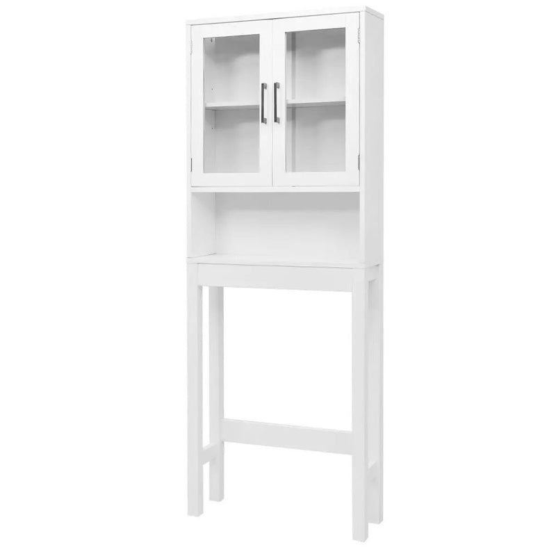 Over the Toilet Storage Cabinet Bathroom Space Saver with Tempered Glass Door by DirectDeals