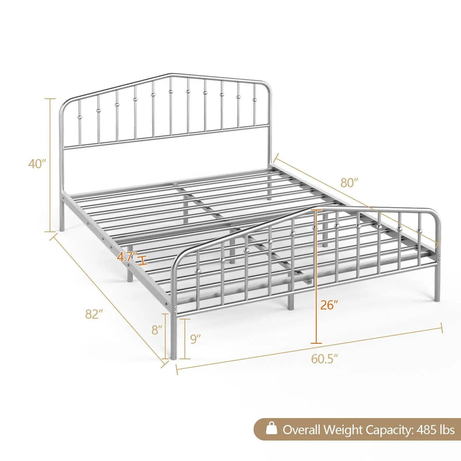 Queen Size Metal Bed Frame Slat Platform by DirectDeals