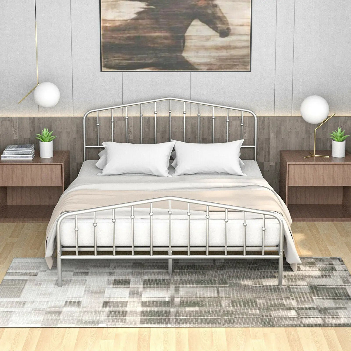 Queen Size Metal Bed Frame Slat Platform by DirectDeals