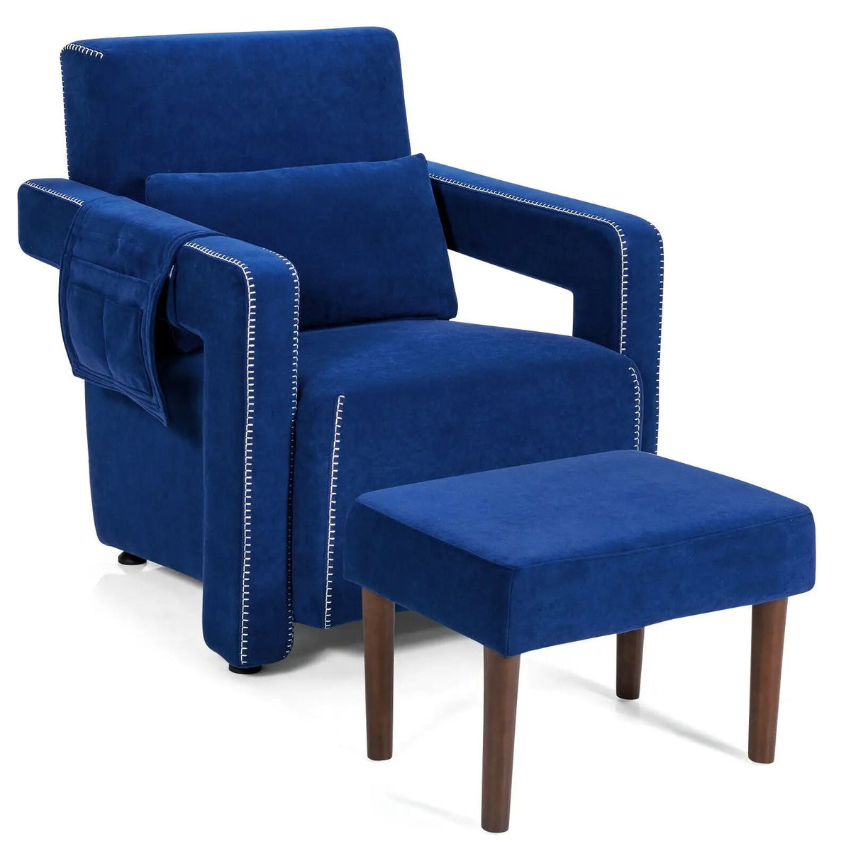 Modern Berber Fleece Single Sofa Chair with Ottoman and Waist Pillow by DirectDeals