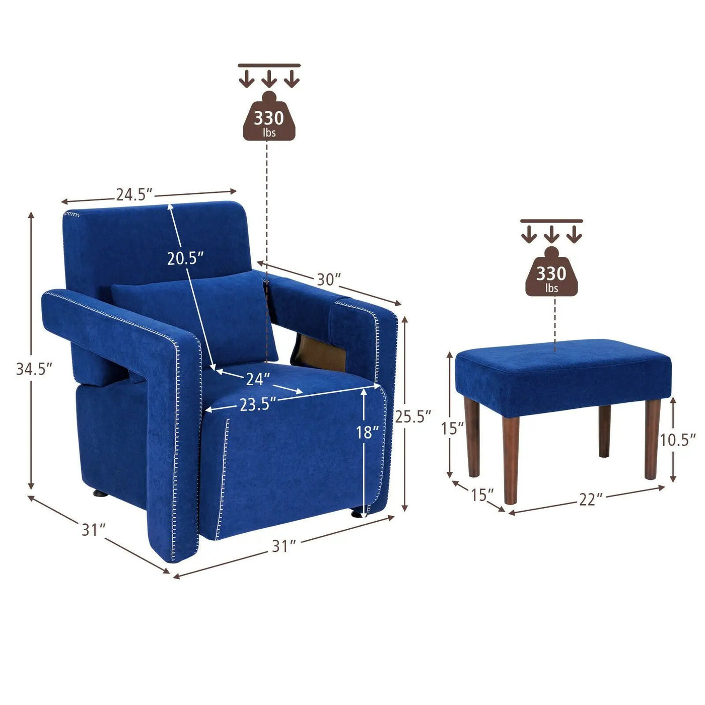 Modern Berber Fleece Single Sofa Chair with Ottoman and Waist Pillow by DirectDeals