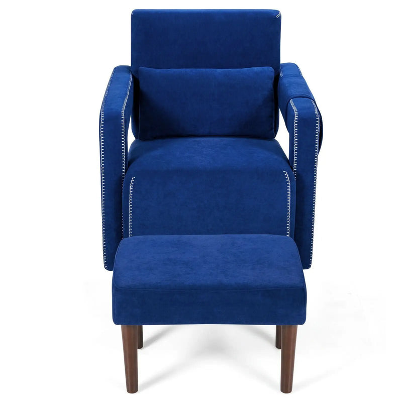 Modern Berber Fleece Single Sofa Chair with Ottoman and Waist Pillow by DirectDeals