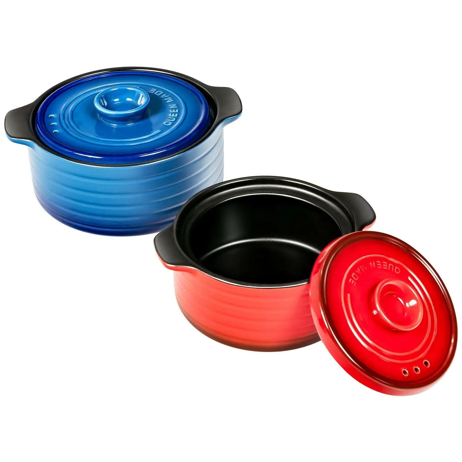2 Pieces Ceramic Cookware Set with Lid and Insulated Handle by DirectDeals