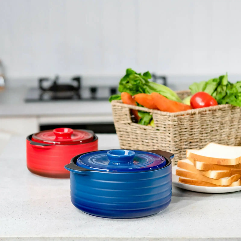 2 Pieces Ceramic Cookware Set with Lid and Insulated Handle by DirectDeals