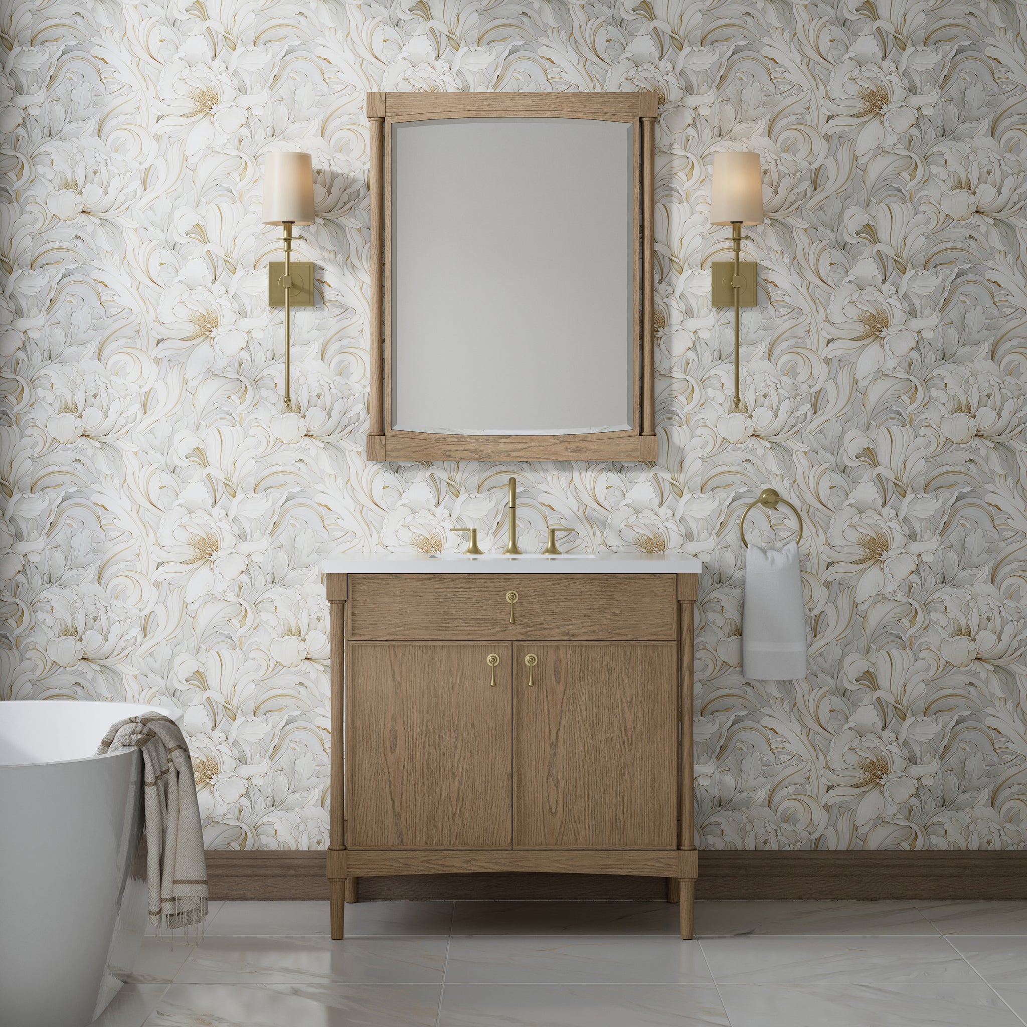 James Martin Kinnsden 36" Single Bathroom Vanity, Weathered Oak, view 31