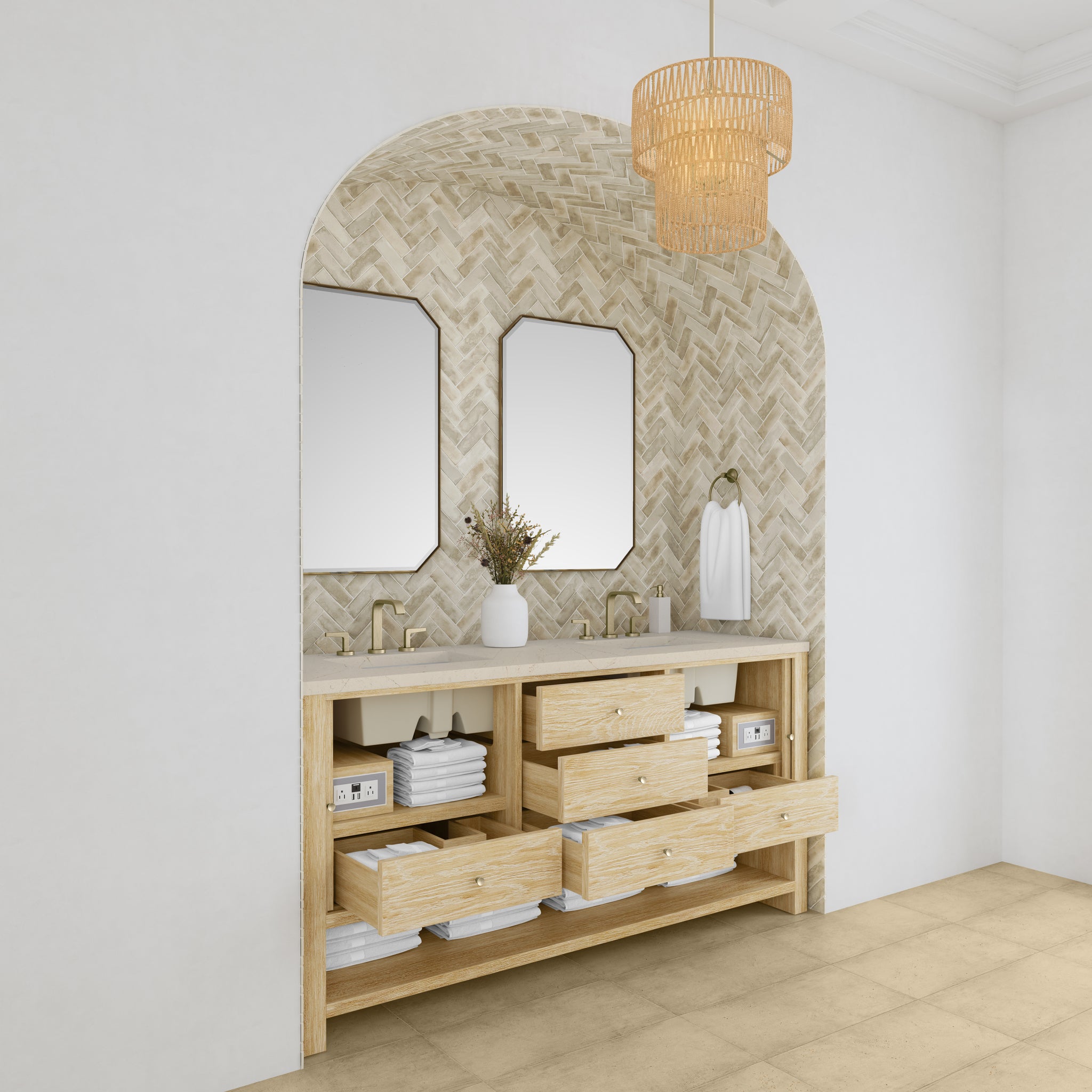 James Martin Marigot 72" Double Bathroom Vanity, Sunwashed Oak by James Martin