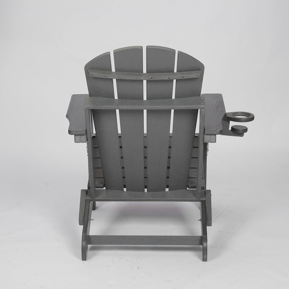 HDPE Folding Adirondack Chair with Dual Cup Holder - Gray, photo 6 of 12