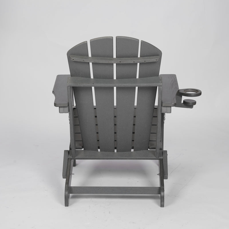 HDPE Folding Adirondack Chair with Dual Cup Holder - Gray, photo 6 of 12
