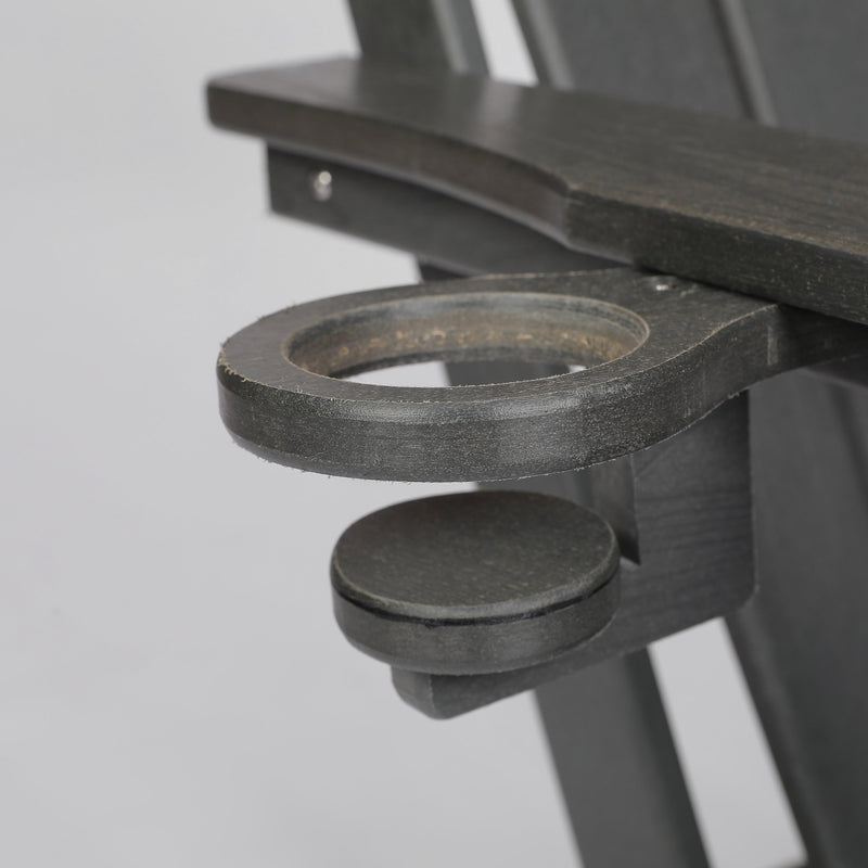 HDPE Folding Adirondack Chair with Dual Cup Holder - Gray, photo 7 of 12