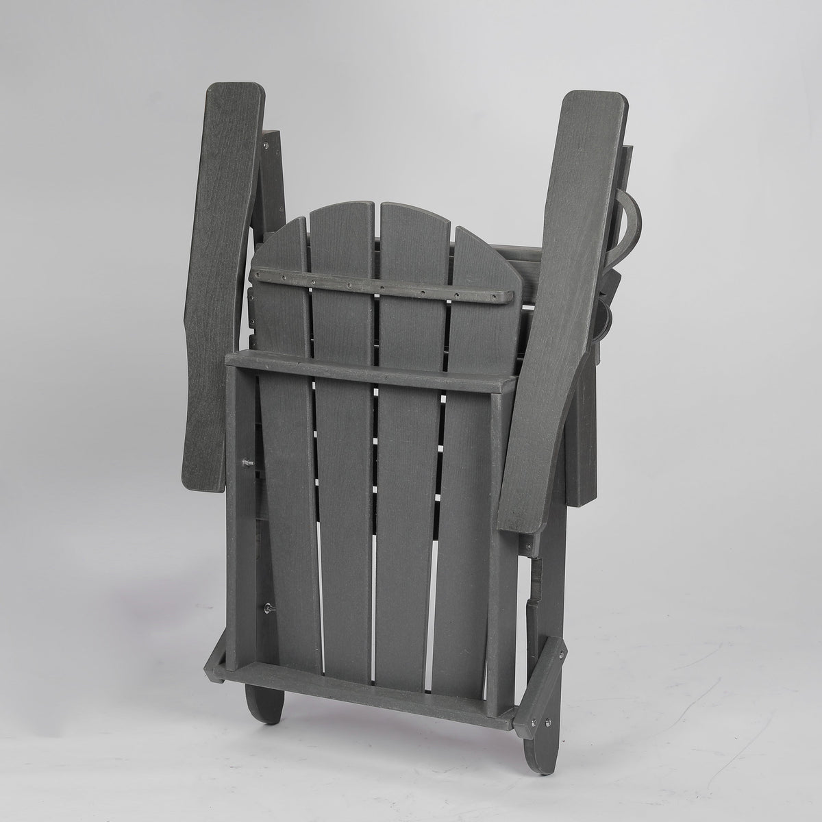 HDPE Folding Adirondack Chair with Dual Cup Holder - Gray, photo 8 of 12