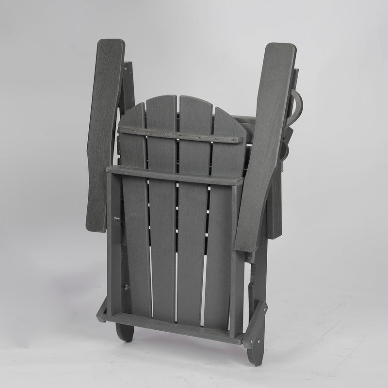 HDPE Folding Adirondack Chair with Dual Cup Holder - Gray, photo 8 of 12