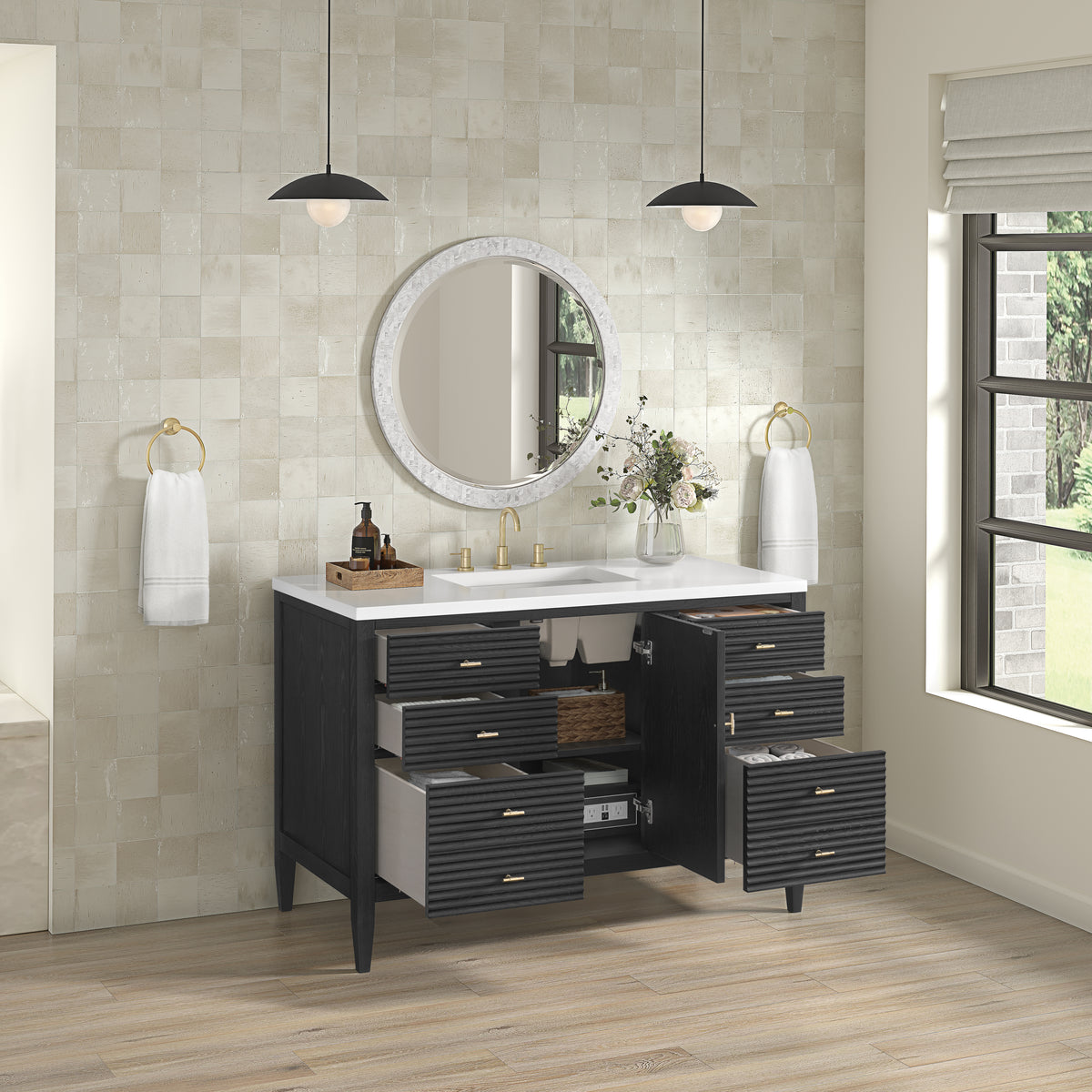 James Martin Myrrin 48" Single Bathroom Vanity, Carbon Oak, view 21