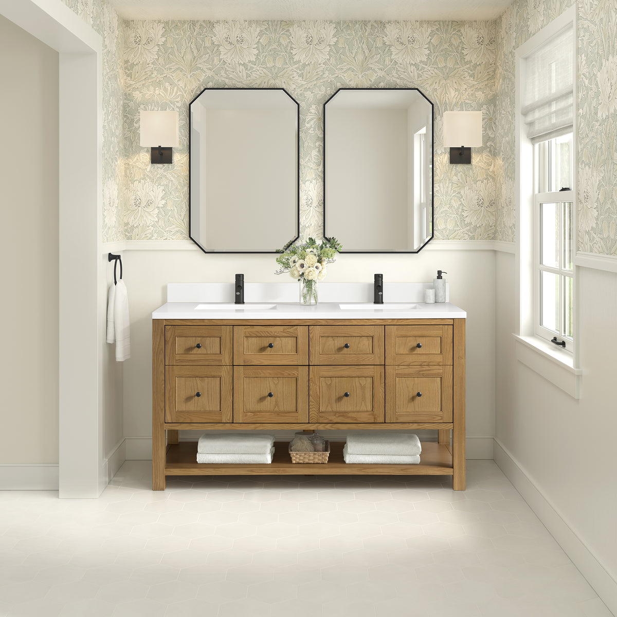 James Martin Breckenridge 60" Double Bathroom Vanity, Light Natural Oak, view 39