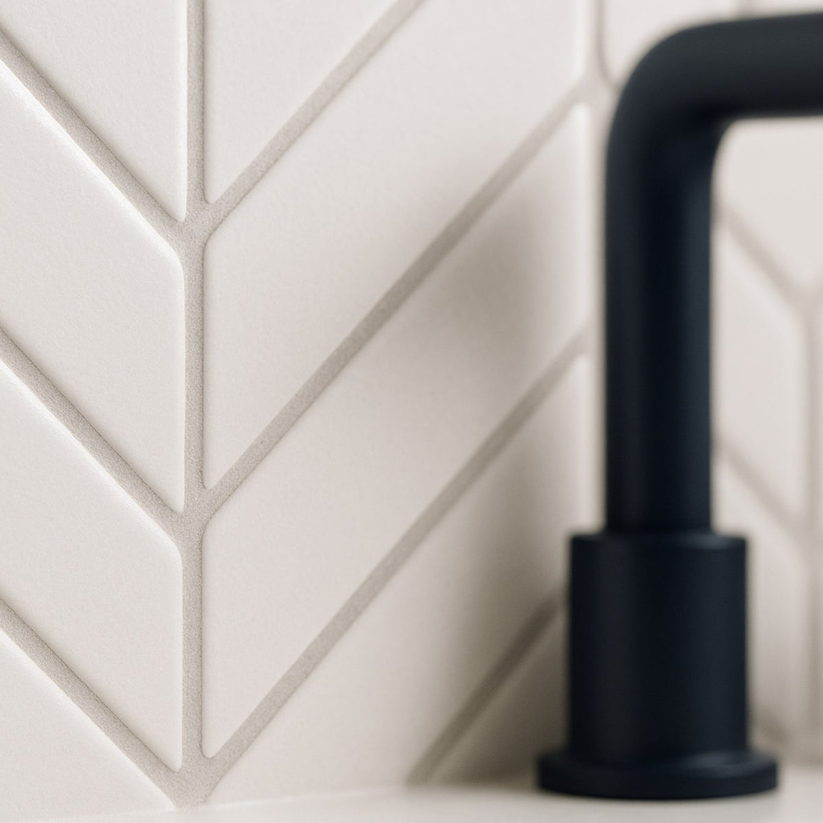 Cotton Matte Chevron Ceramic Tiles 2x6