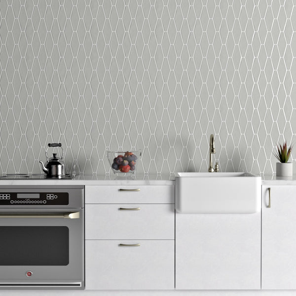 Pebble Glossy Longest Hexagon Ceramic Tiles 3x7 7/8