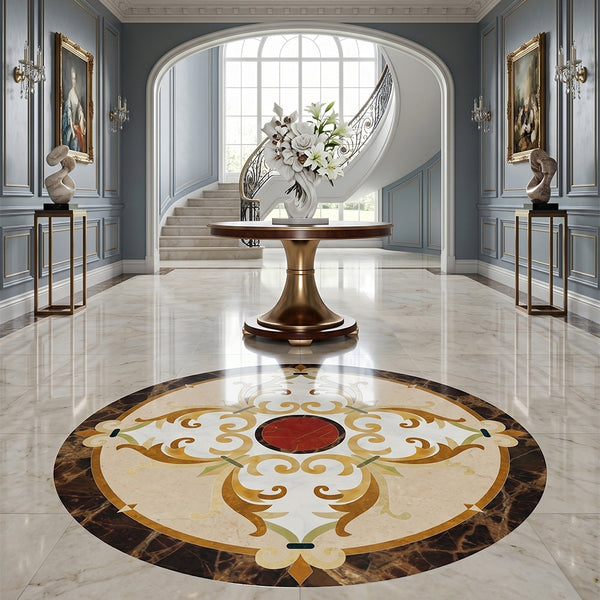 Round Aluminum Backed Multi Finish Delight Marble Medallions 48