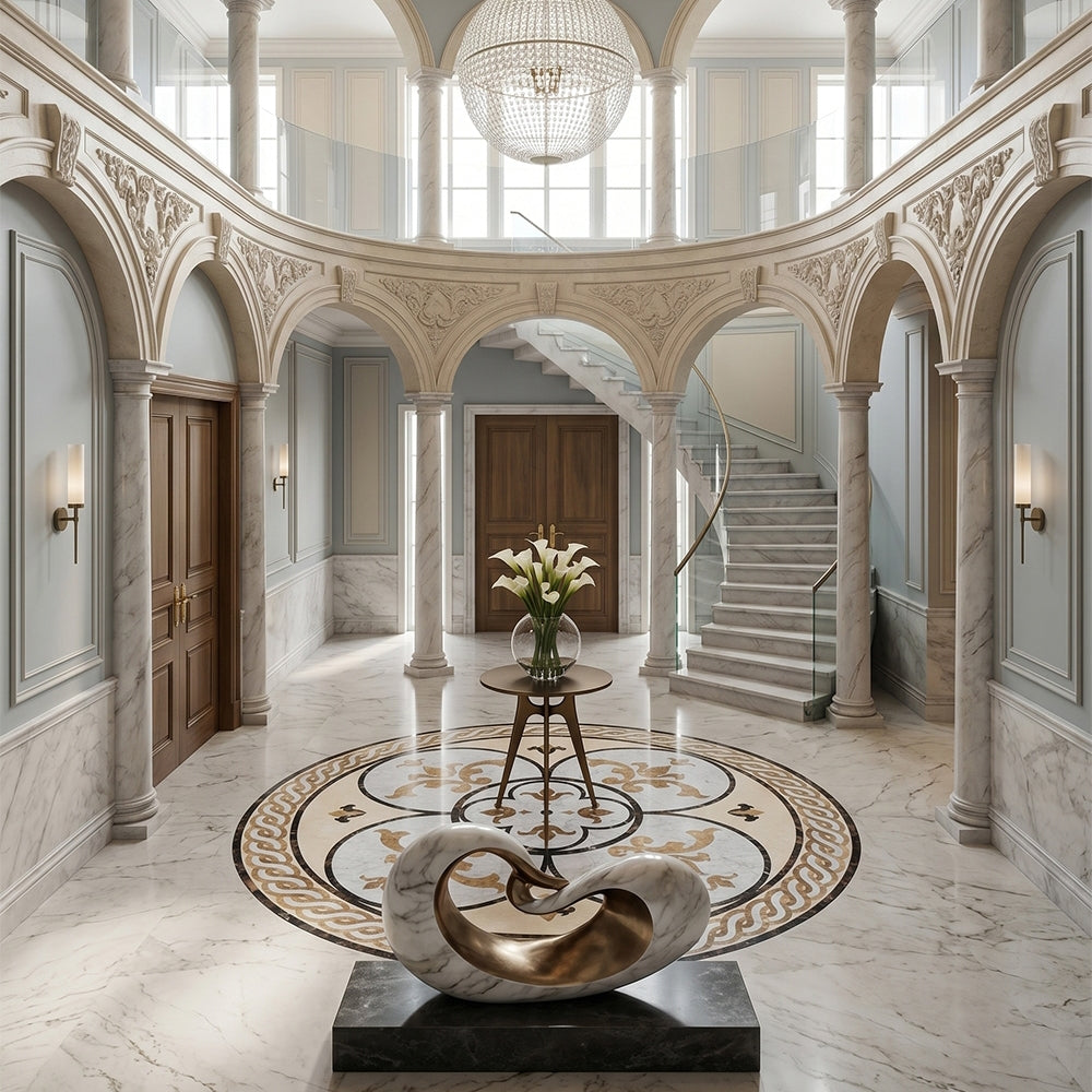 Round Aluminum Backed Multi Finish Diana Marble Medallions 48