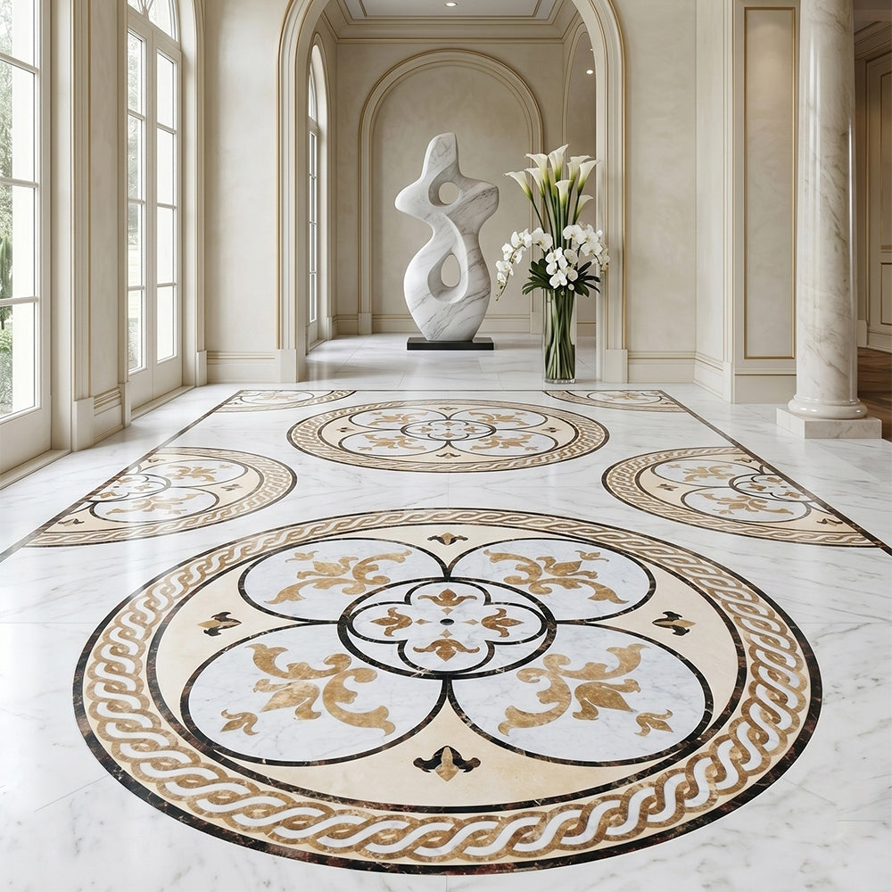 Round Aluminum Backed Multi Finish Diana Marble Medallions 48