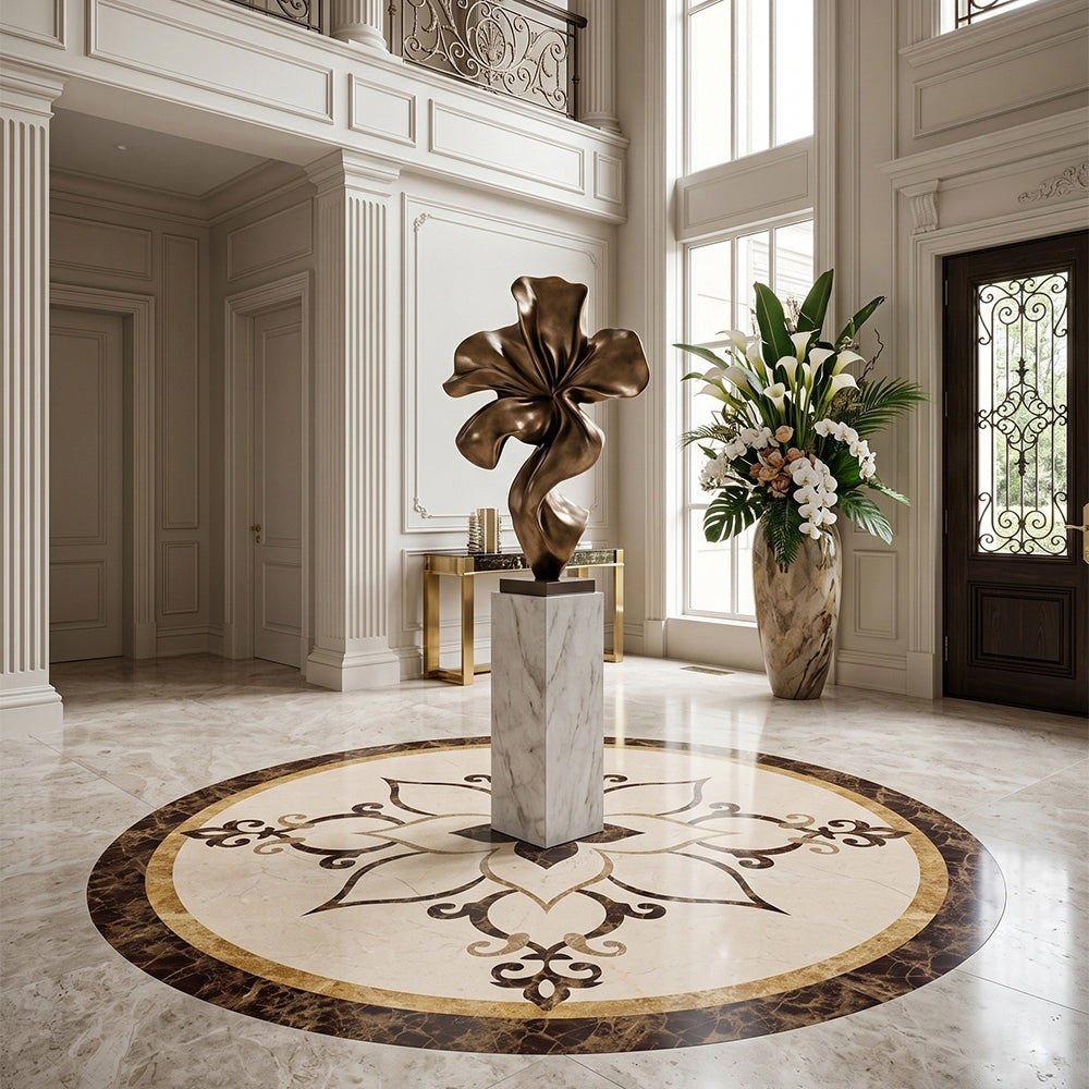 Round Aluminum Backed Multi Finish Marcus Marble Medallions 36