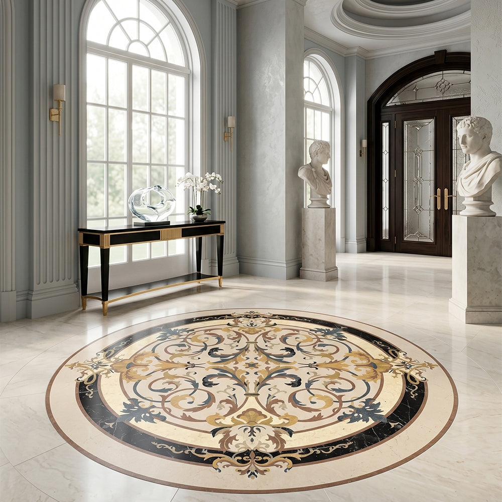 Round Aluminum Backed Multi Finish Lucerne Marble Medallions 60