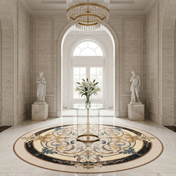 Round Aluminum Backed Multi Finish Lucerne Marble Medallions 60