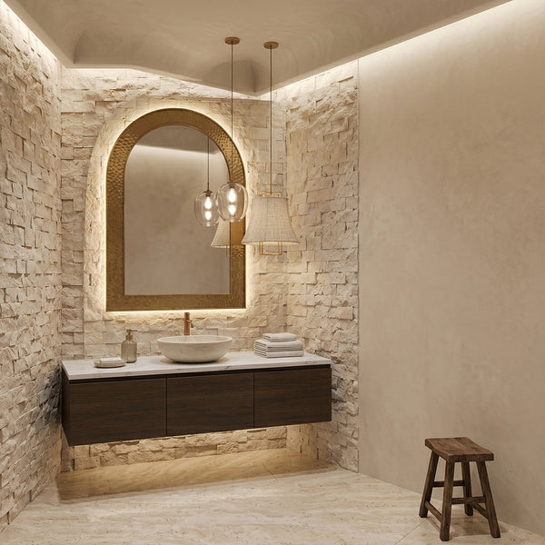 Sahara Beige Rock Face 1x2 Marble Mosaics 12 5/8x12 5/8