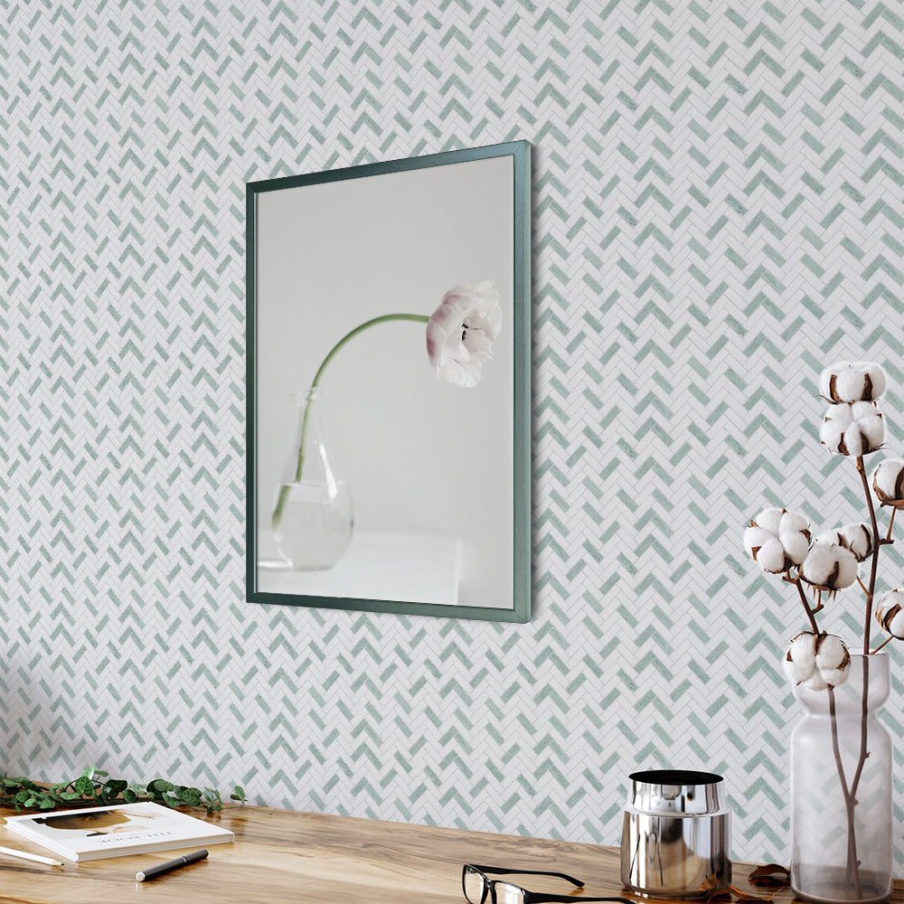 Verde, Calacatta T Fine Textured Herringbone Marble Mosaics 12 1/8x13 3/8