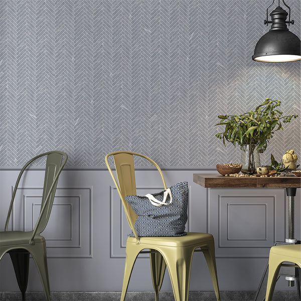 Bardiglio Light Honed Herringbone Marble Mosaics 12 1/8x13 3/8