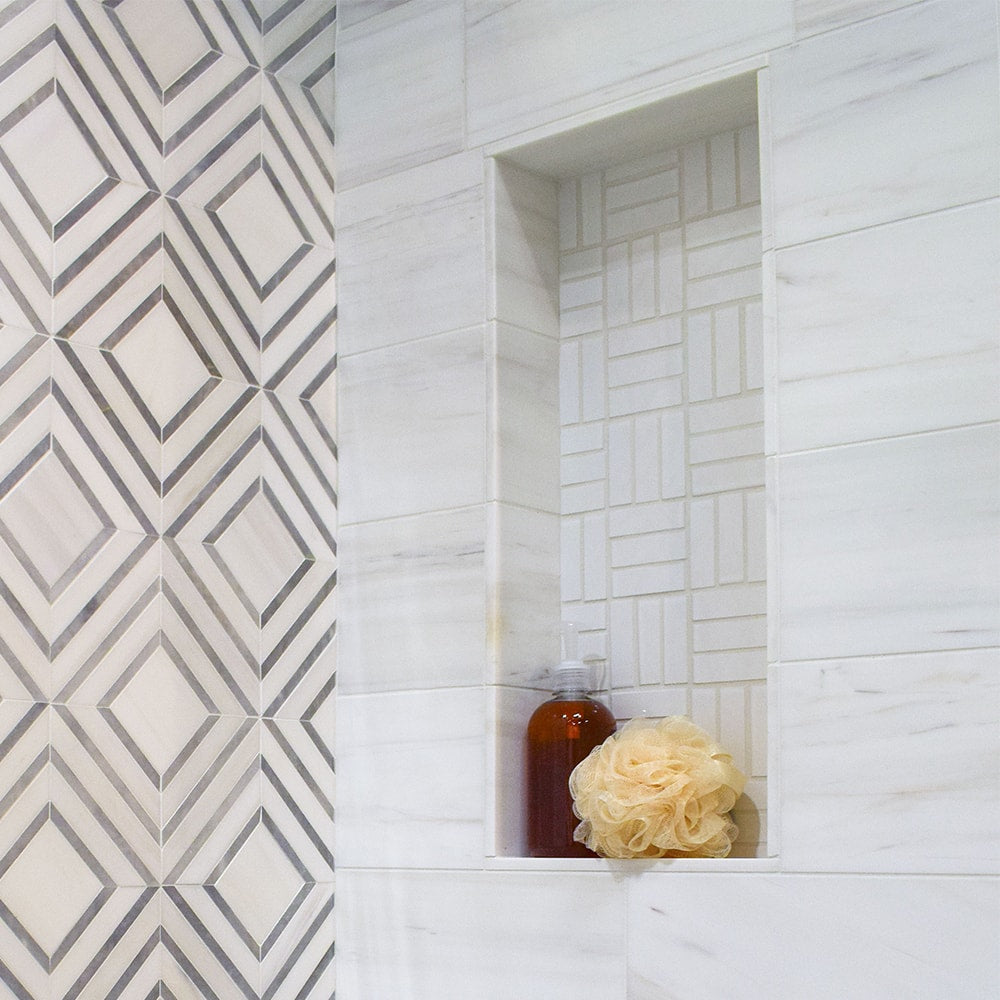 Royal White Glossy Meshed Ceramic Mosaics 12x12