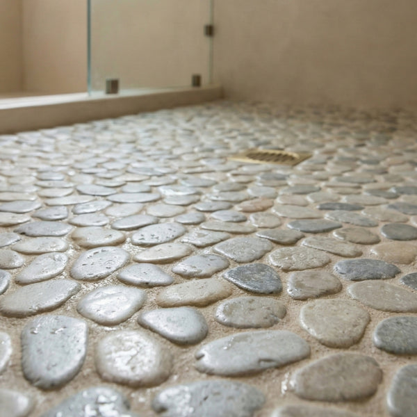 Silver Sky Tumbled Pebble Mosaics 12x12