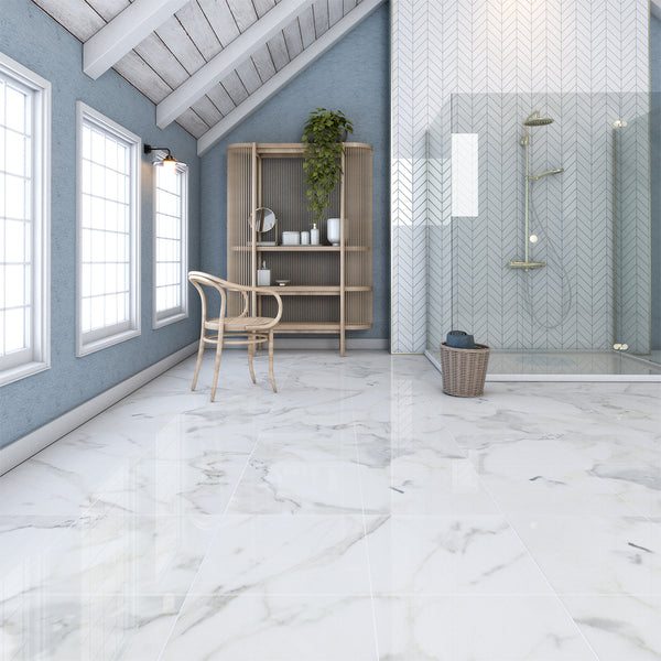Calacatta Gold Polished Marble Tiles 18x18